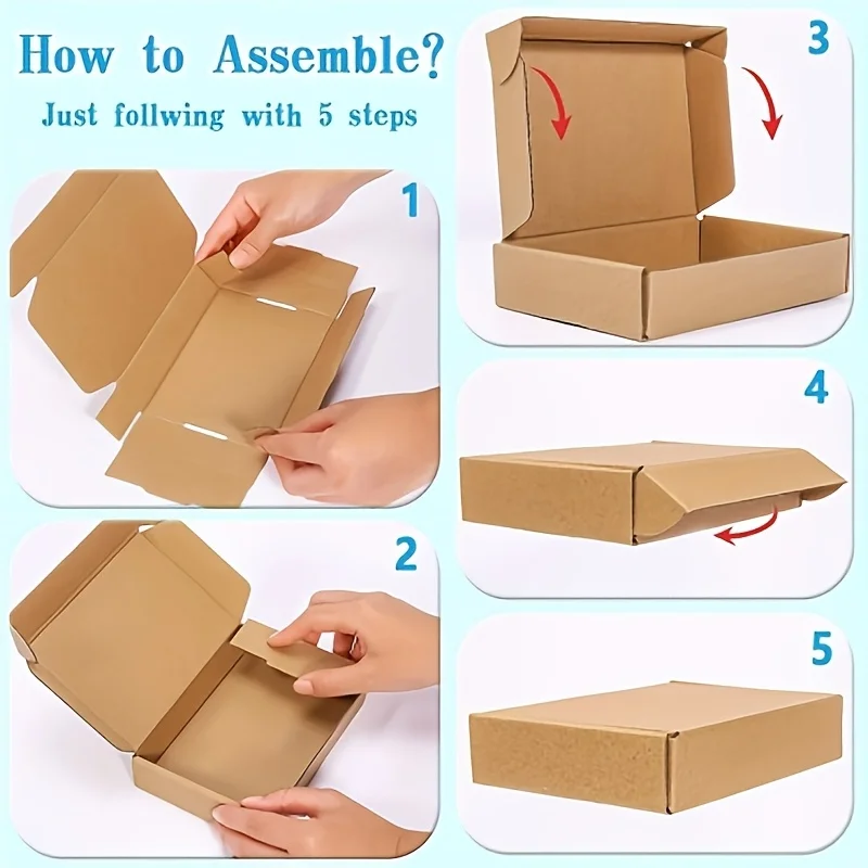 Caixa de presente quadrada de papel kraft durável, formato de avião, ideal para itens pequenos, artesanato, joias, papelão resistente, envio e armazenamento seguros