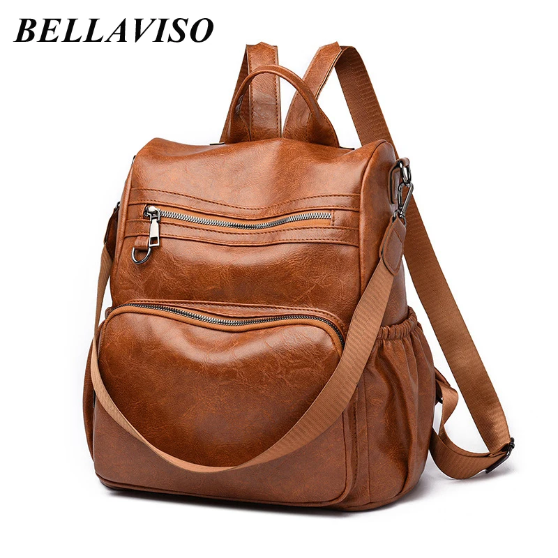 

BellaViso Retro PU Women's Backpacks Fashion Lady's Large Capacity Anti Theft City Outdoor Travel Single Shoulder Bags BLBP-46