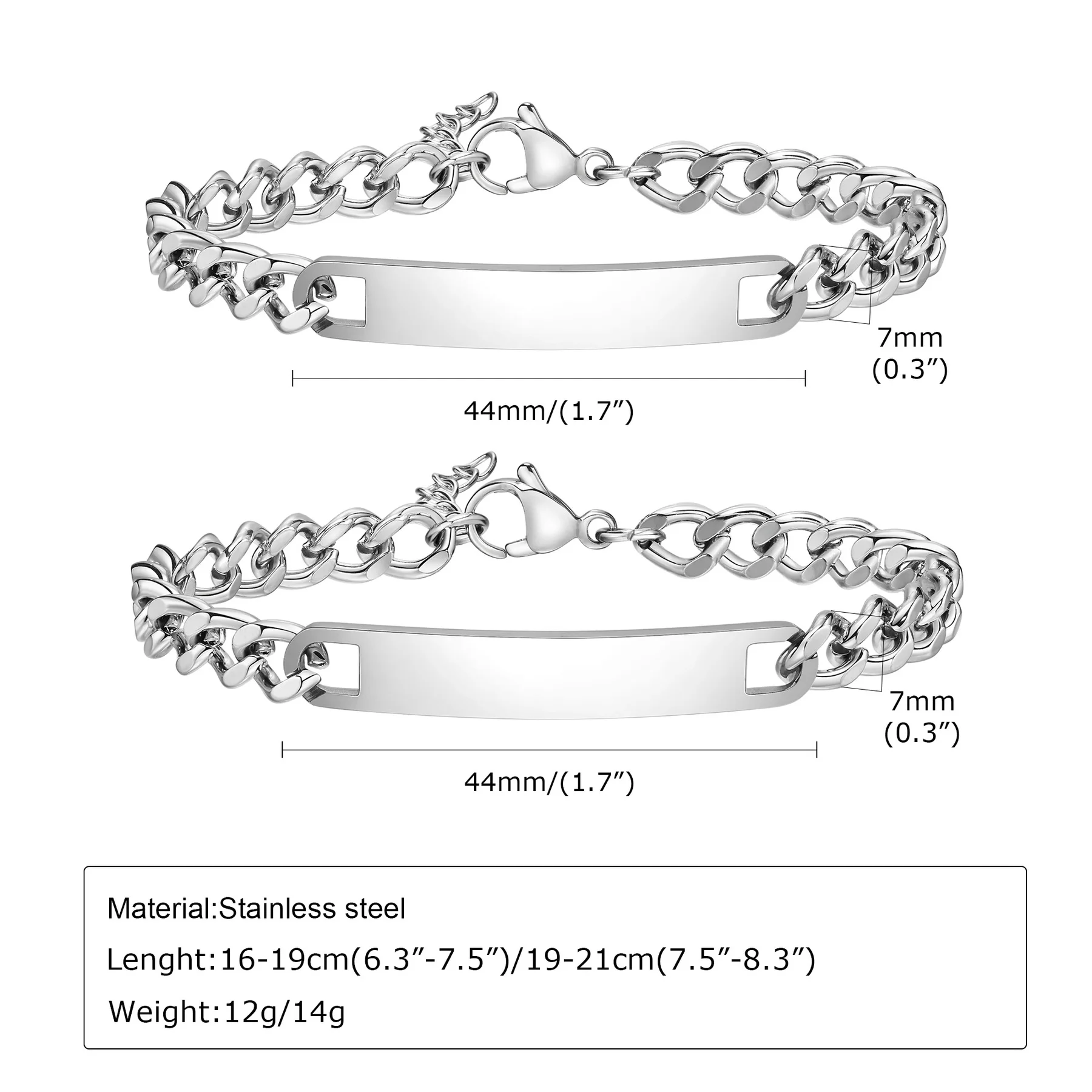 Vnox Free Custom Couple Bracelets for Men Women, Personalized Lovers Promise Keepsake Wedding Anniversary Gift Jewelry view 3