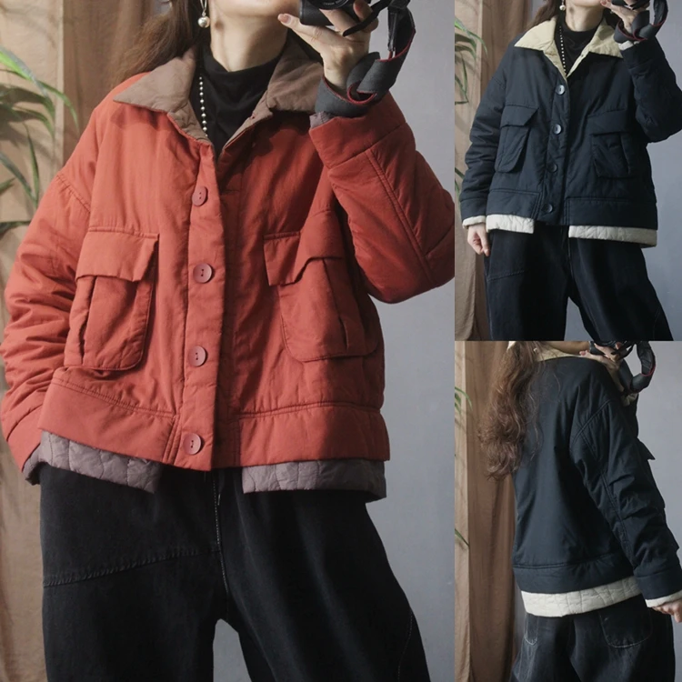 

Хлопковое длинное хлопковое пальто в стиле ретро в стиле ретро, теплое, удобное, винтажное, зимнее, новое поступление