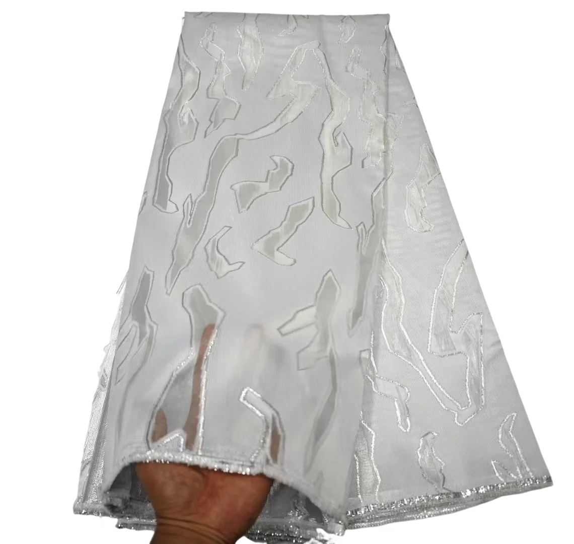 جديد النيجيري الجاكار أقمشة الدانتيل 2024 الأفريقي الديباج أقمشة الدانتيل جودة عالية 5 ياردة الأورجانزا فستان فاخر للنساء حفلة HDF #5