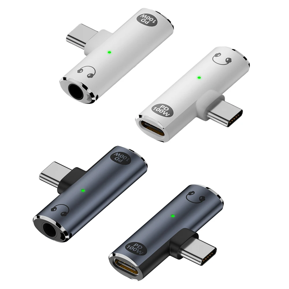

Type C to Aux Audio Jack with PD 100W Fast Charging Dongle USB C to 3.5mm Headphone and Charger 2 in 1 Adapter for Laptop Mobile