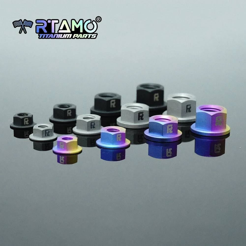 RTAMO M5 M6 M8 M10 Gr5 Titanium Nut Matte Flangle Nut Sandblasted Nut Bolt for Bike Motorcycle