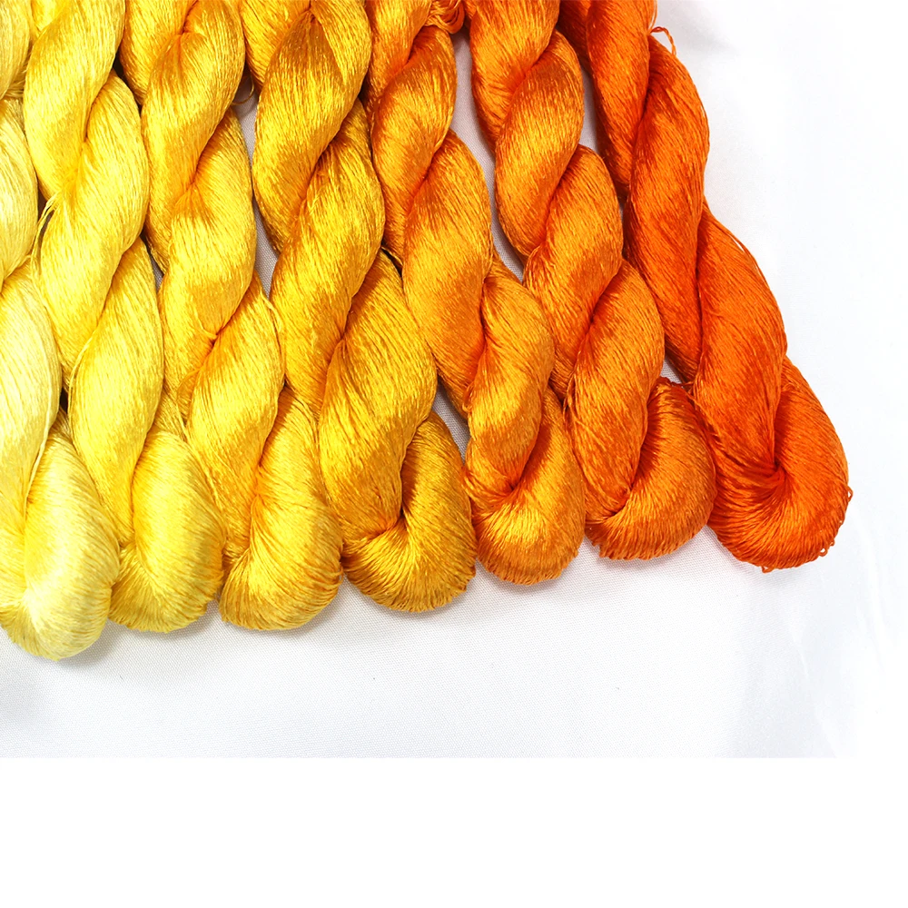 100% silk thread  hand embroidery embroider cross stitch 1pcs 400m silk embroidery thread   yellow series 10 pure colors