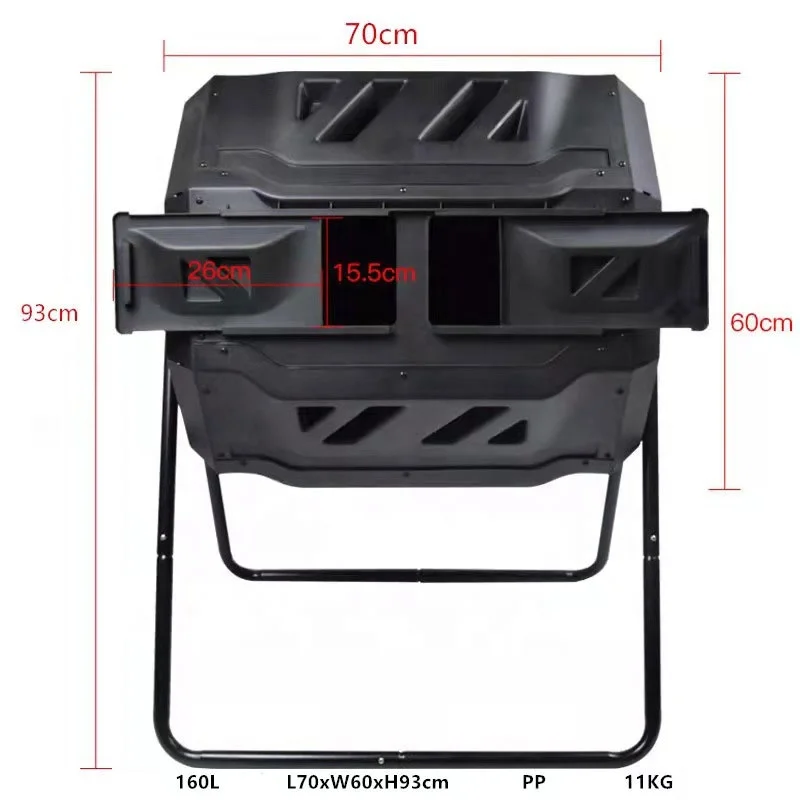 300L Garden Durable Plastic Composting Bin Recycle Garden Composting Barrels