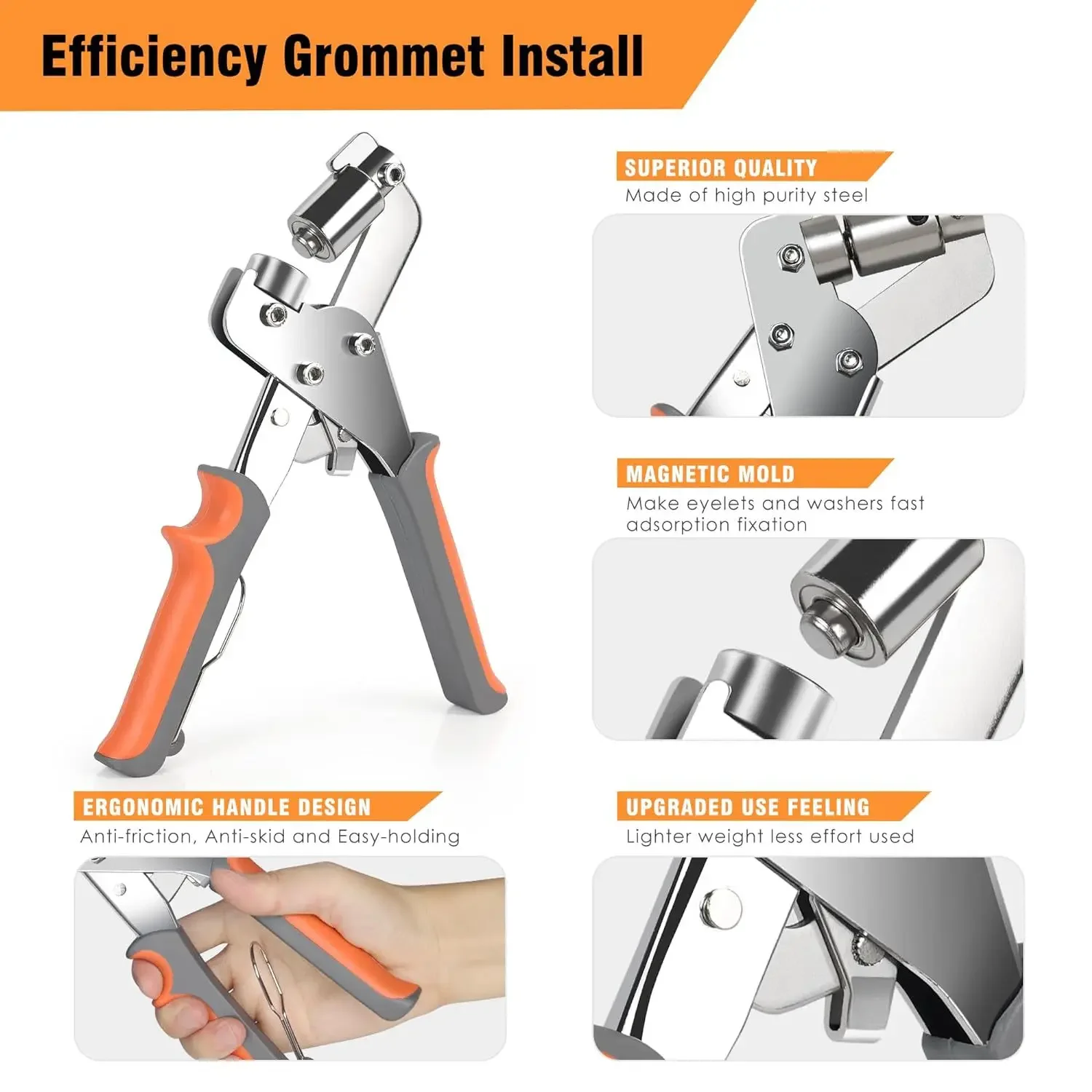 

Leather Rivet BuckleStainless Steel Eyelets Hole Hand Tools Portable Effortless Handheld Installation Eyelets Button Pliers