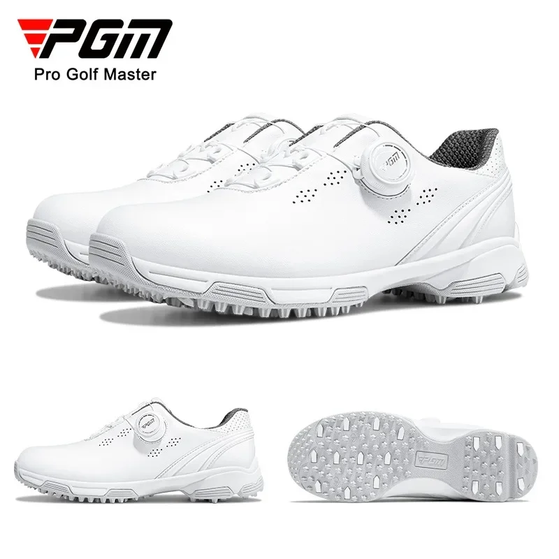 Pgm sapatos de golfe femininos à prova dwaterproof água anti-skid leve macio respirável tênis senhoras botão cinta sapatos esportivos xz268