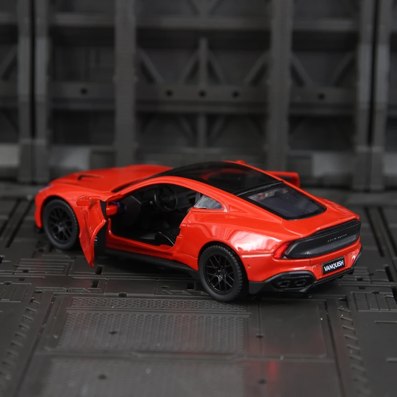 1:34 Simulation Aston Martin Vanquish Alloy Car Model doors can be opened has  sound and lighting functions rich in details