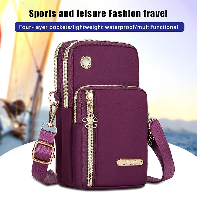 Mobile Phone Crossbody Bags For Women Fashion Women Shoulder Bag Cell Phone Pouch Coin Bag 3 Layer Wallet With Headphone Plug