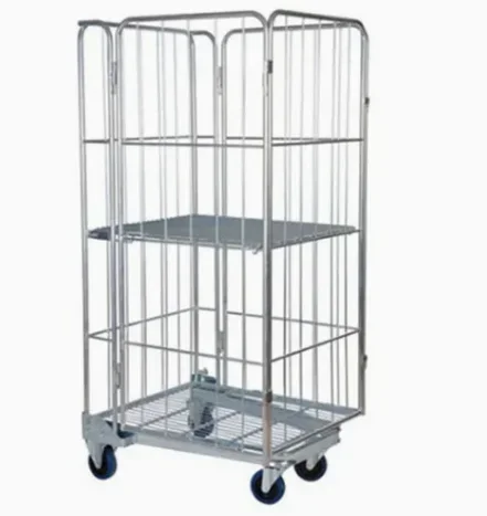 Foldable steel laundry with load capacity for transporting trolleys to supermarkets and hotel warehouses