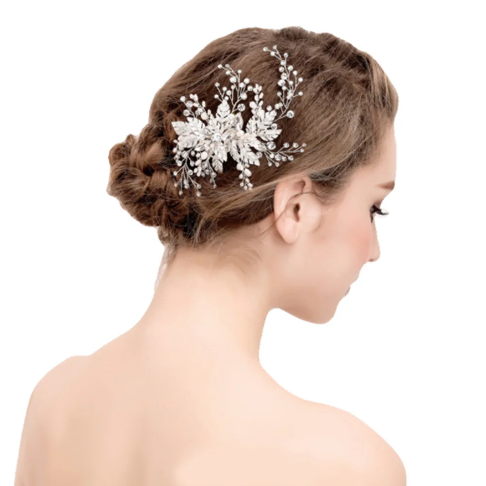 حجر الراين زهرة دبوس الشعر الفضة غطاء الرأس الزفاف أنيقة الزفاف خوذة حفلة موسيقية مساء إكسسوارات الشعر للنساء