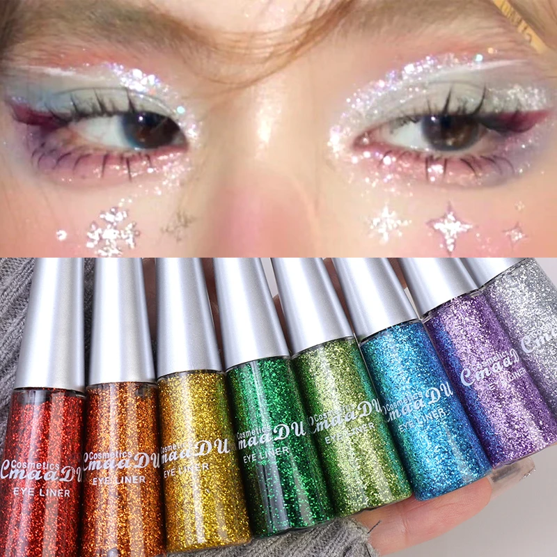 Lápiz Delineador de ojos líquido con purpurina, 16 colores, resistente al agua, duradero, sombra de ojos, cosmético de belleza, diamante brillante, maquillaje delineador de ojos