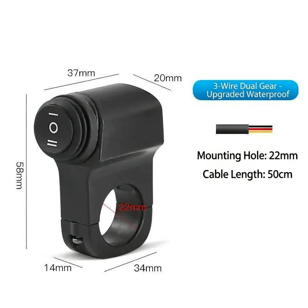 Universal Motorcycle 3 Way Switch ON OFF Mini Driving Light Switch , Waterproof Handlebar Switch for Motorcycle ATV Scooter