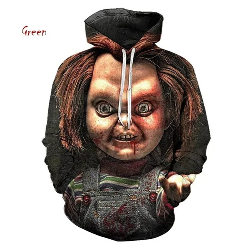 Bride of Chucky Movie 3D Graphic Hoodies Unisex Long Sleeve Casual 3D Printed Sweatshirt Hooded Sweatshirts for Men Women Tops