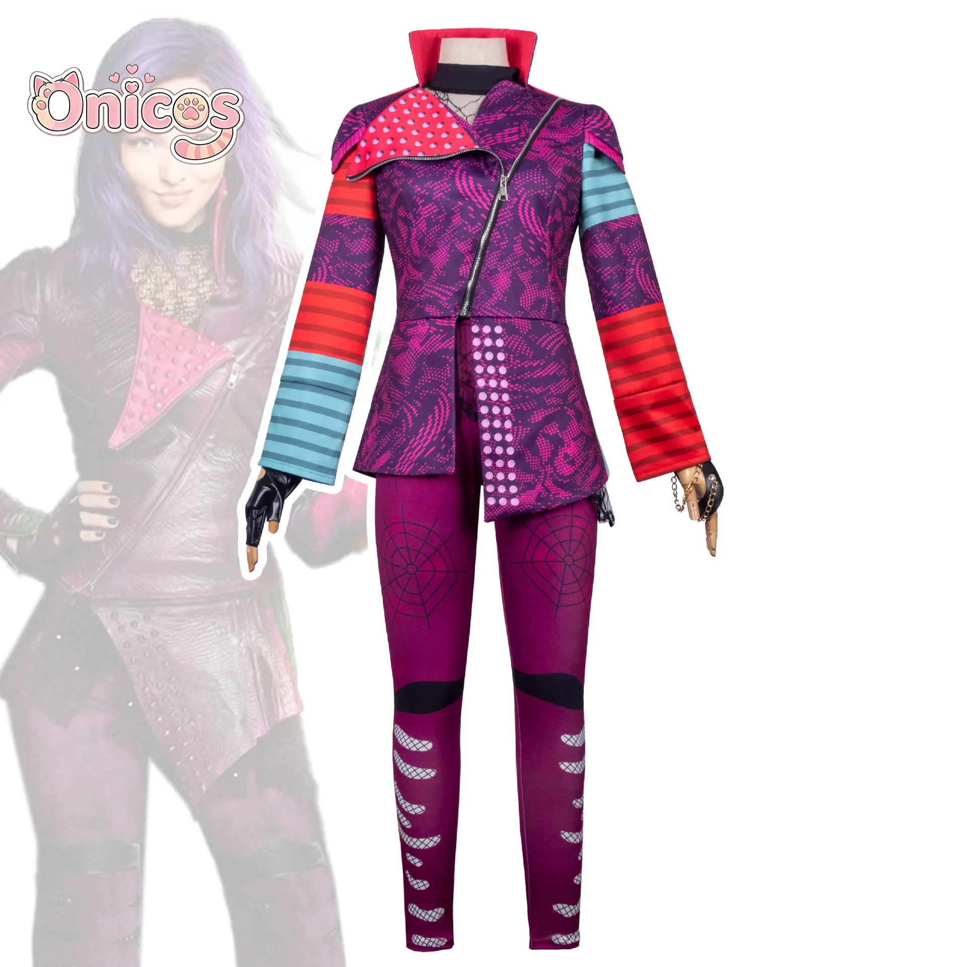 Anime Cosplay Bodysuit - Descendants Mal 코스프레 의상 3피스 퍼플