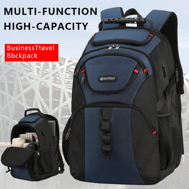 

Business Travel Men's Backpack Large Capacity Multi-compartment Computer Student Commuter Bag 15 Inch Laptop Capacity Pure Color