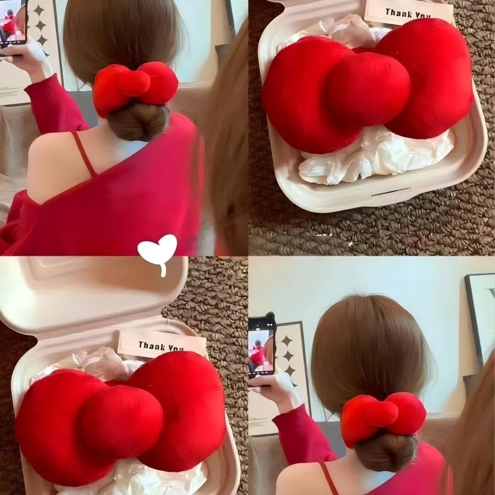 Creativity Extra Large Bow Hair Clip Twist Clip Filling Cotton Banana Clip Red Girly Hair Accessory Bow Headwear Bow Hair Clip