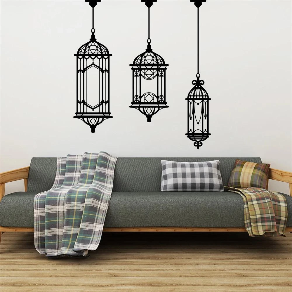 1 pc hot sale Arabic Lantern Stickers Light Lamp Wall Sticker Removable Wall Stickers Diy Wallpaper For Home Decor Living Room