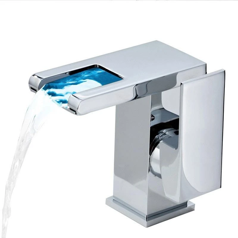 Basin Outlet, Bathroom Single Hot And Cold Water Outlet, Color-Changing Square Washbasin Bathroom Cabinet Outlet Durable