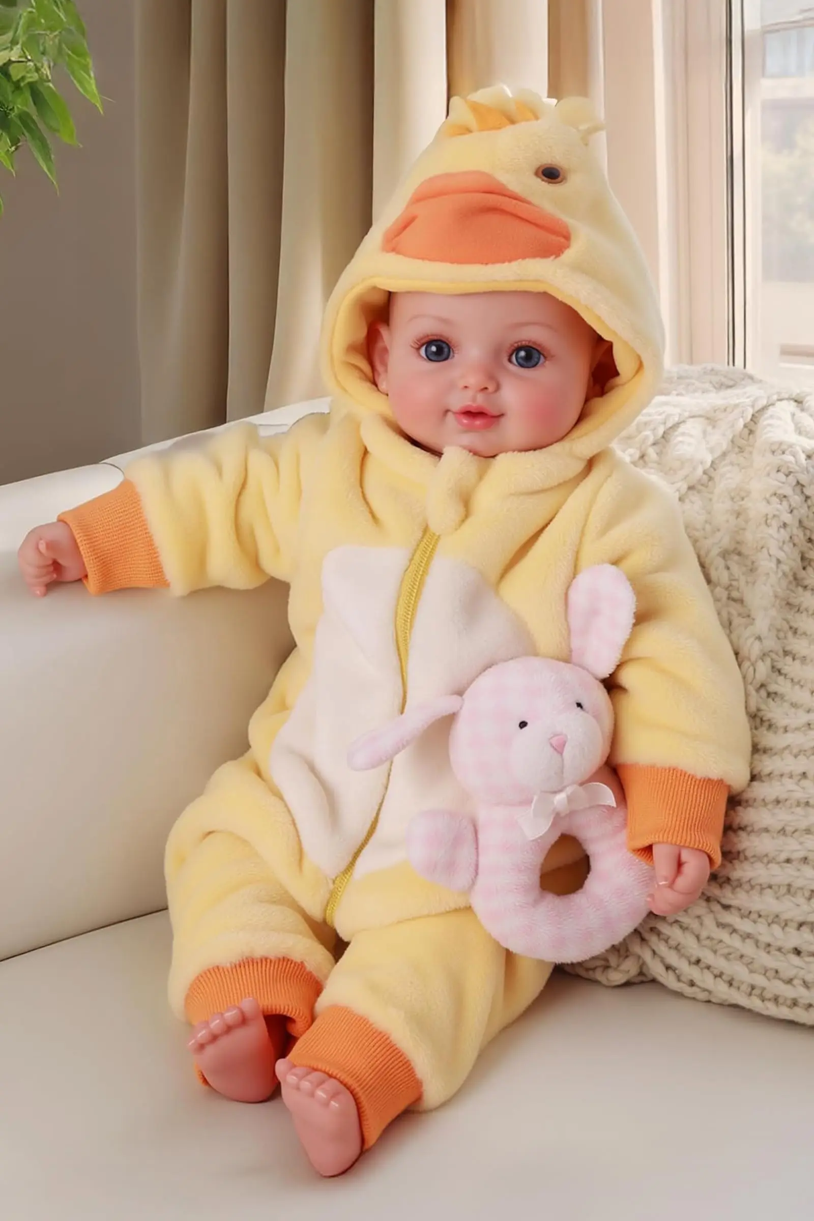 

15 Inch Realistic Baby Doll 5-Piece Set with Soft Body Outfit Bottle Magnetic Pacifier and Birth Certificate for Kids