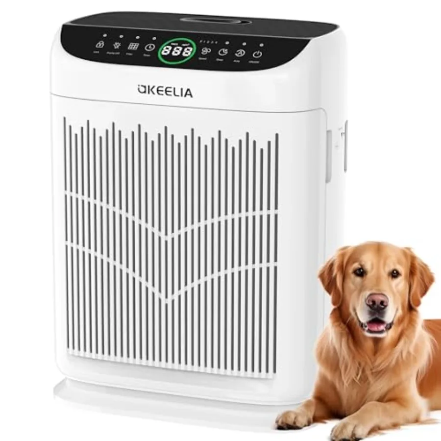 Air Purifiers for Home Large Room Up to 3000 Ft, White HEPA Washable Filter, PM2.5 Sensor Aroma, 15dB Sleep Mode, Ideal for Pet