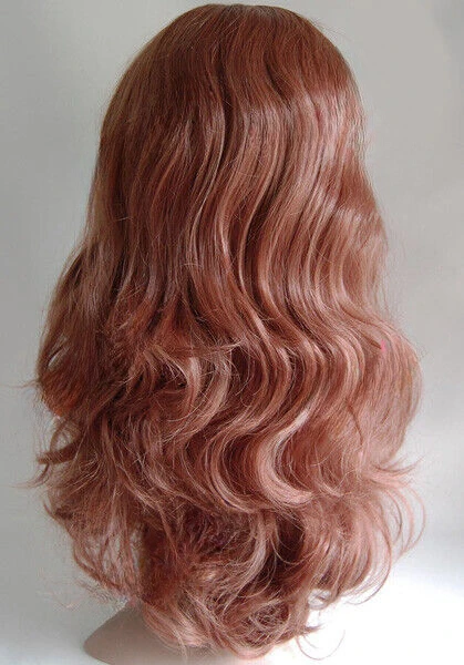 Light Auburn Ginger Mix 3/4 Long Curly Half Wig Hair Piece