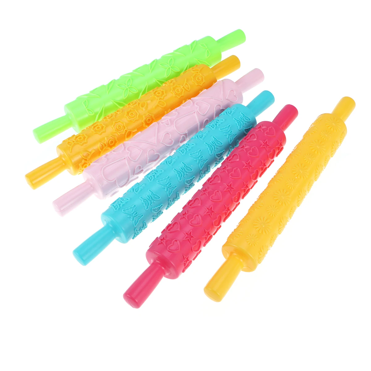 

12pcs Rolling Pin Plastic Fondant Cake Decorating Tool DIY Embossed Rolling Pin Baking Printing Pins Set Kitchen Barware