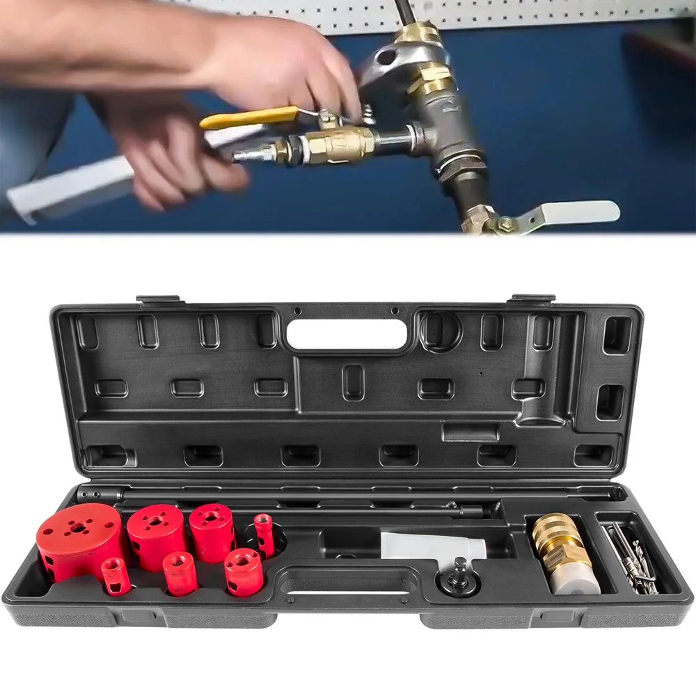 08350 DM3MECH Mechanical Hot Tapping Machine Kit for NPT with Hole Saws and Arbor Fits 3/4-4-inch Valves 300 psi Pressure Rated
