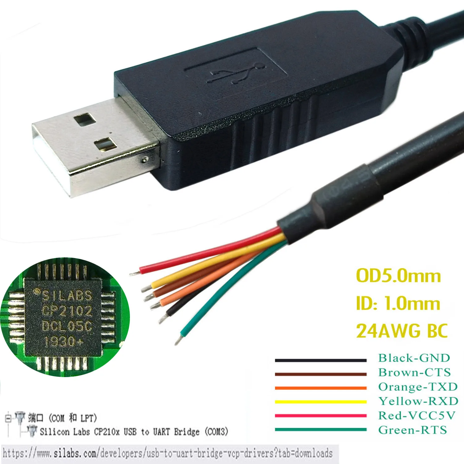 Silicon Labs CP210x USB zu UART Brücke COM3 für PLC MCU CPU TTL-3V3-WE-Debug-Kabel