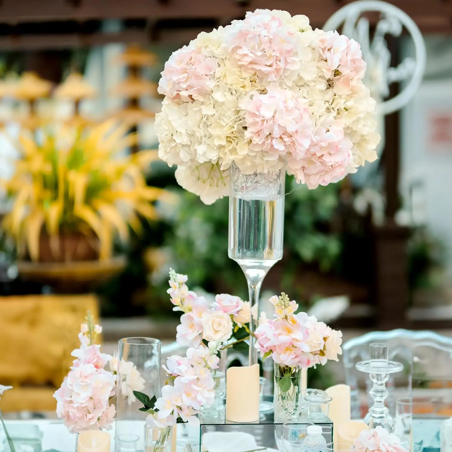 Künstliche Blumen Seiden-Hortensien-Kombination Garten Hochzeit Brautstrauß Heim Zimmer Tisch Vase Kranz Muttertag DIY Geschenke