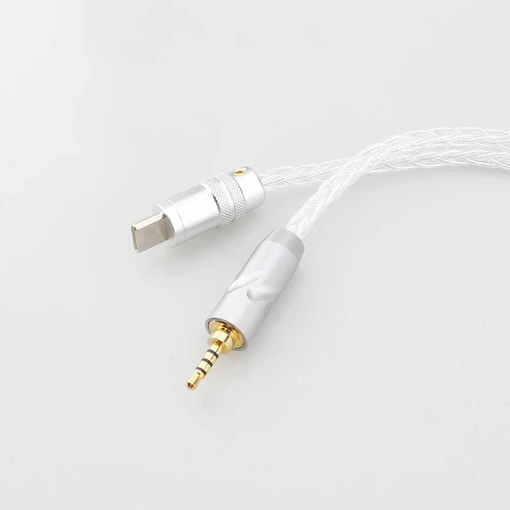 

New HIFI pure silver USB Type C to 3.5mm 2.5mm 4.4mm Jack AUX Cable DAC Type-C Audio Cable for Millet 6 Car Speaker Headphone