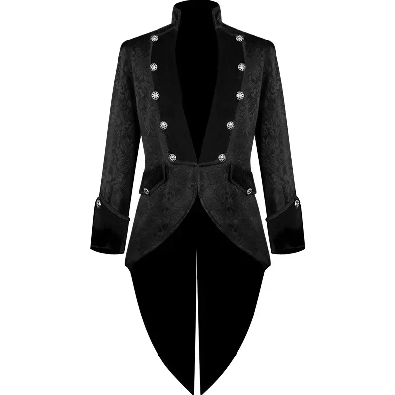

Men Medieval Jacket Steampunk Gothic Tailcoat Victorian Uniform Trench Coat Halloween Jacquard Tuxedo Double-breasted Cloth