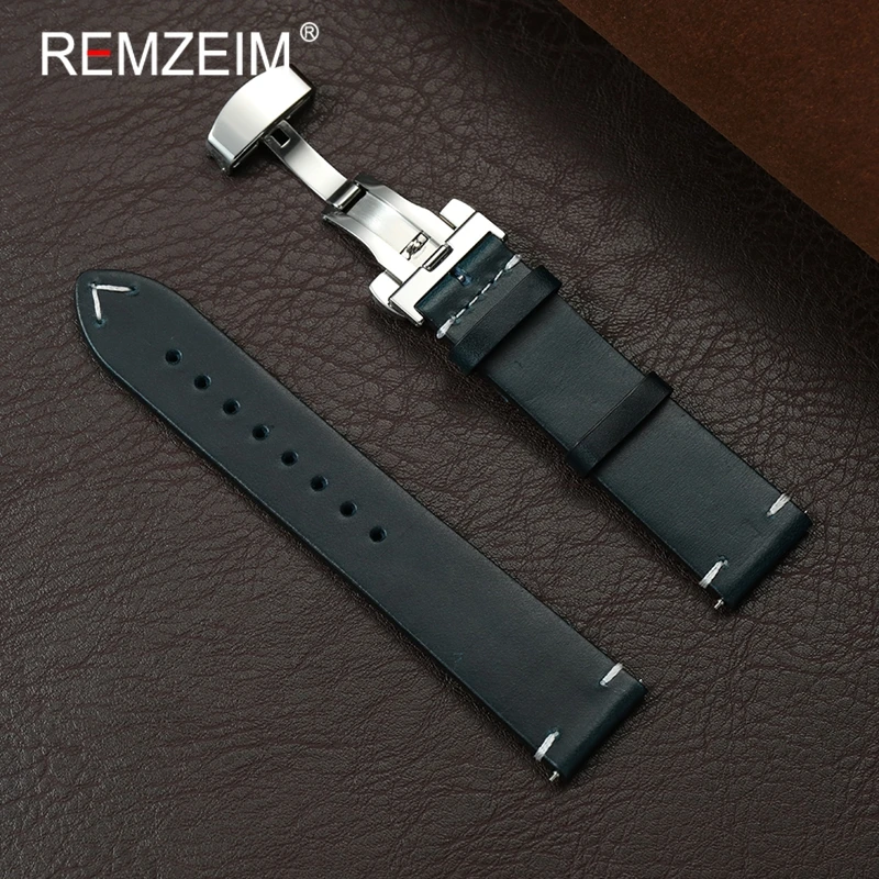 

Retro Cowhide Leather Quick Release Watch Strap18mm 20mm 22mm Wrist Bracelets with Automatic Butterfly Clasp Wristwatch Band