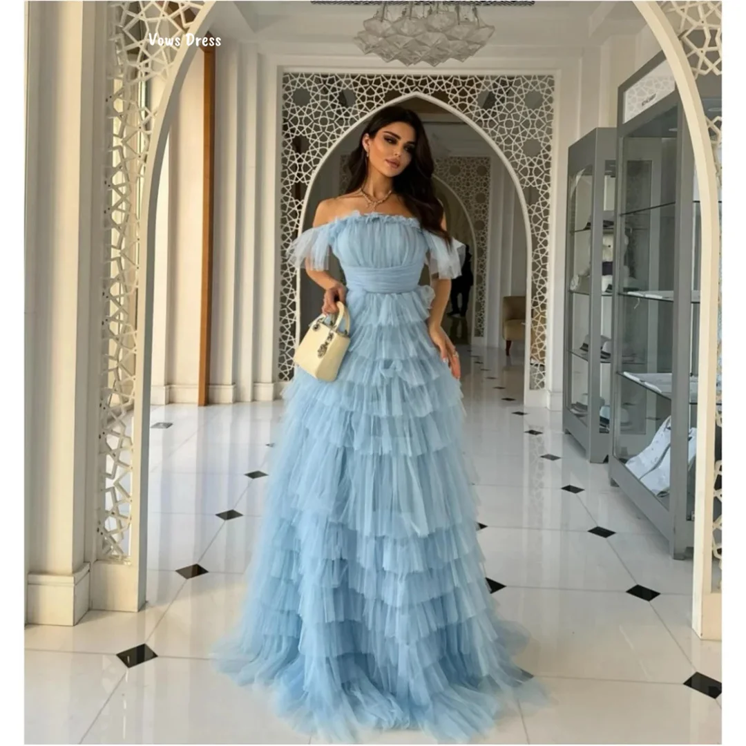 

Vows Line A Evening Gown Custom Made Women's Evening Dress Woman Layered Formula Robes De Cocktail Dresses for Special Occasions