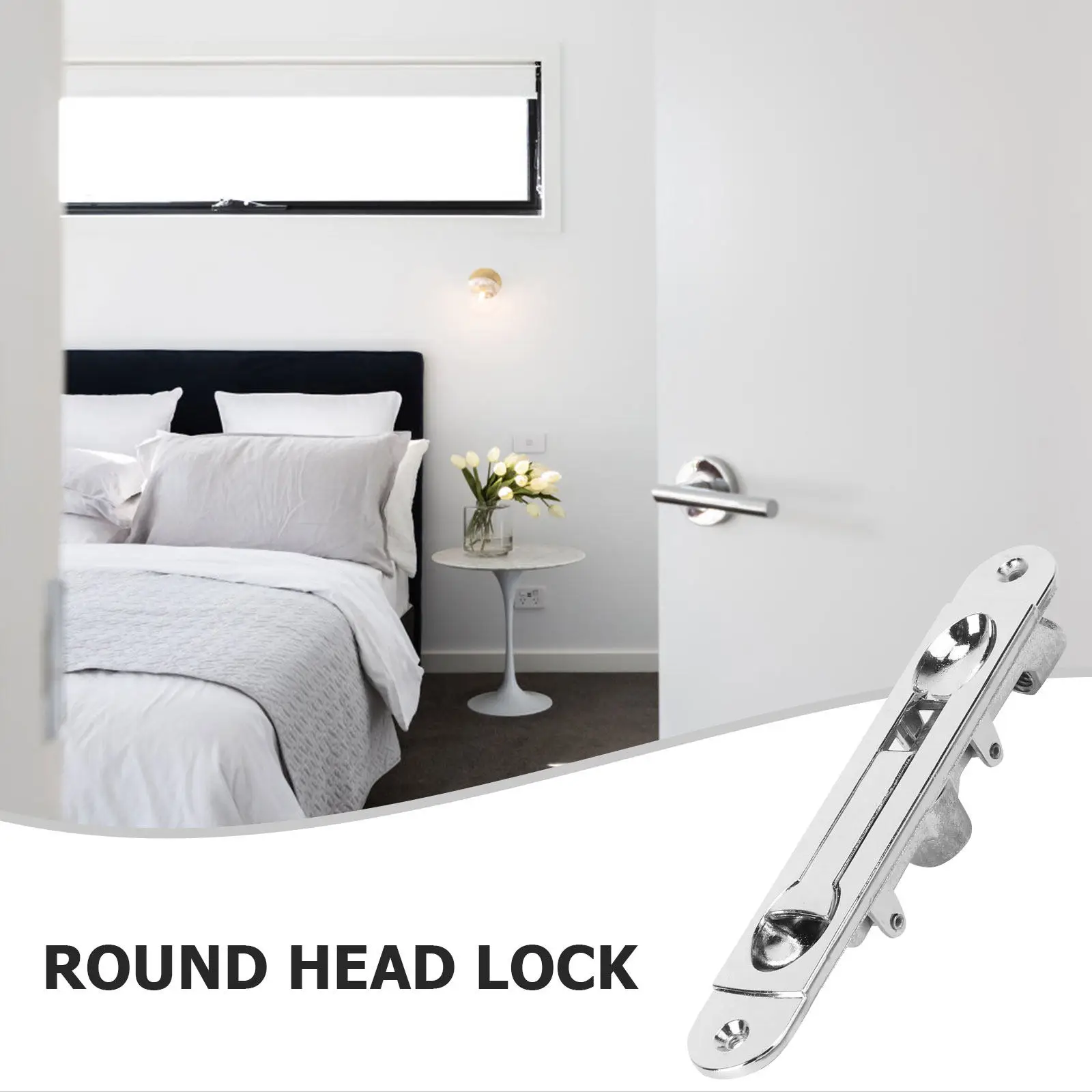

Stainless Steel Door Latch with Built-in Compression Spring for Sliding Bathroom Barn Garage Pet Doors Zinc Alloy Anti-Theft