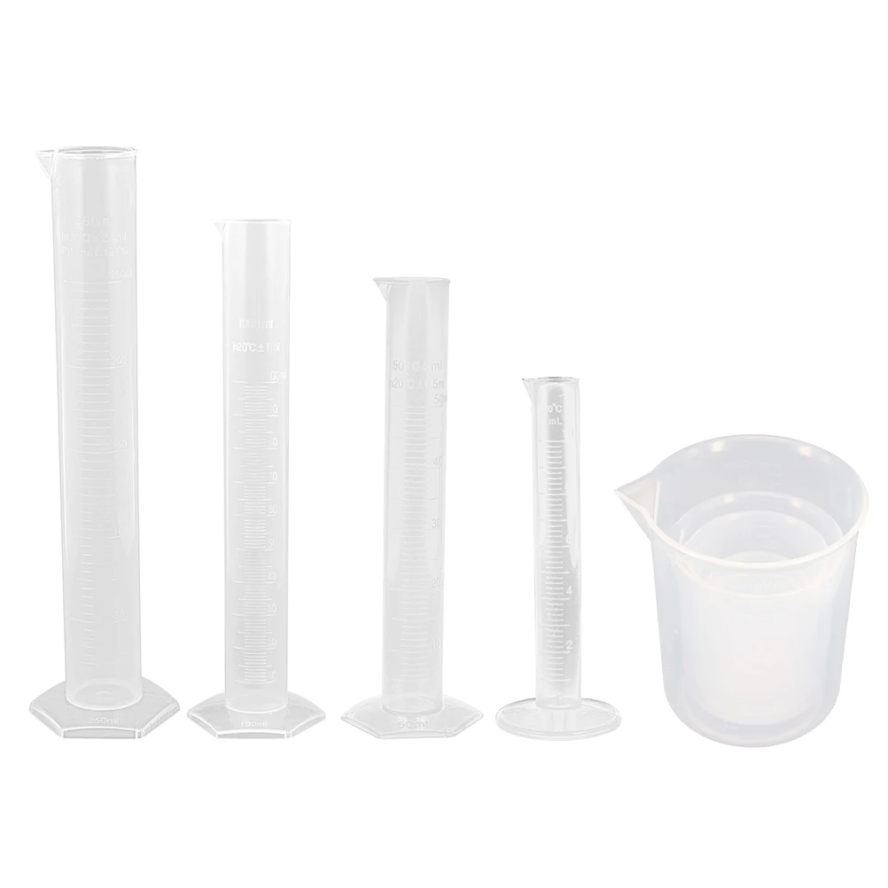 

Plastic Graduated Cylinder Set Measuring Cup Laboratory Glassware Beaker Liquid 100ml 250ml 500ml Science Experiment Teaching