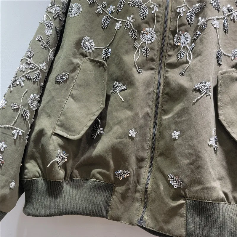 French Elegant Fashion Commuter Heavy Industry Rhinestone Blazer Single Button Loose Casual Versatile Black Jackets Women Autumn