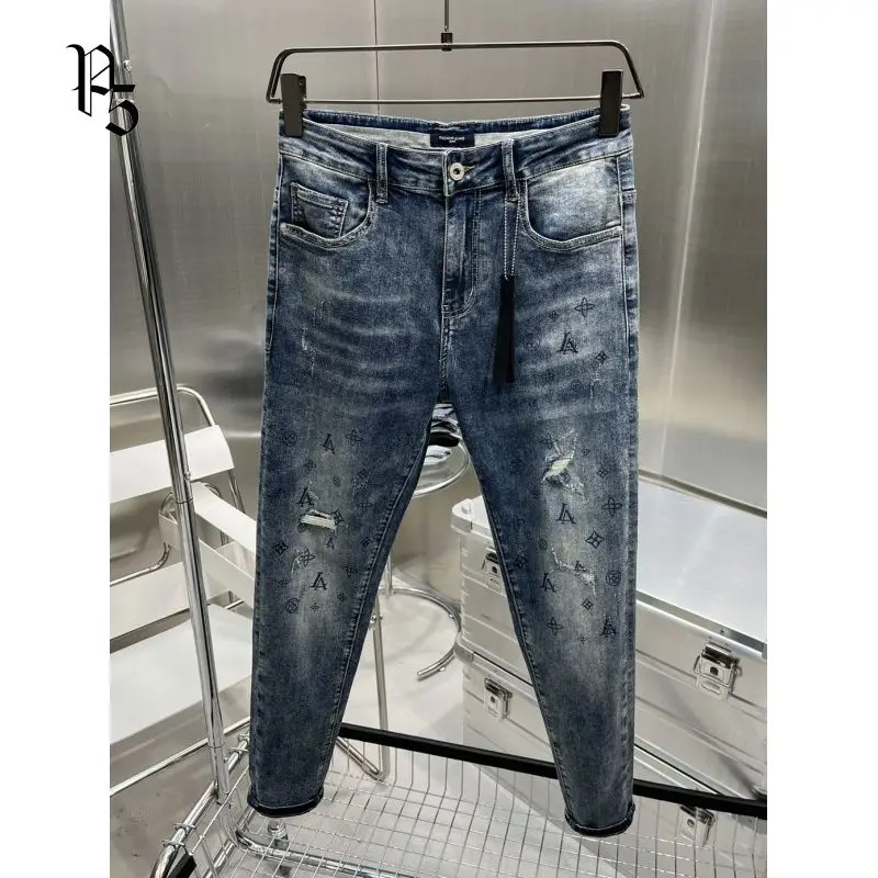 2025 Men's Casual Jeans Slim Fit Denim Pants with Ripped Spring Autumn Korean Style Streetwear Pants Boyfriend Classic Jeans