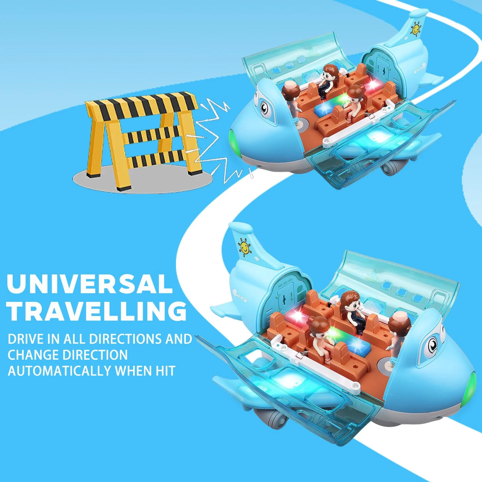 Electric Model Airplane Toy for Kids with Universal Walking Function Cool Audio-Visual Effects Ideal Holiday Gift for Babies