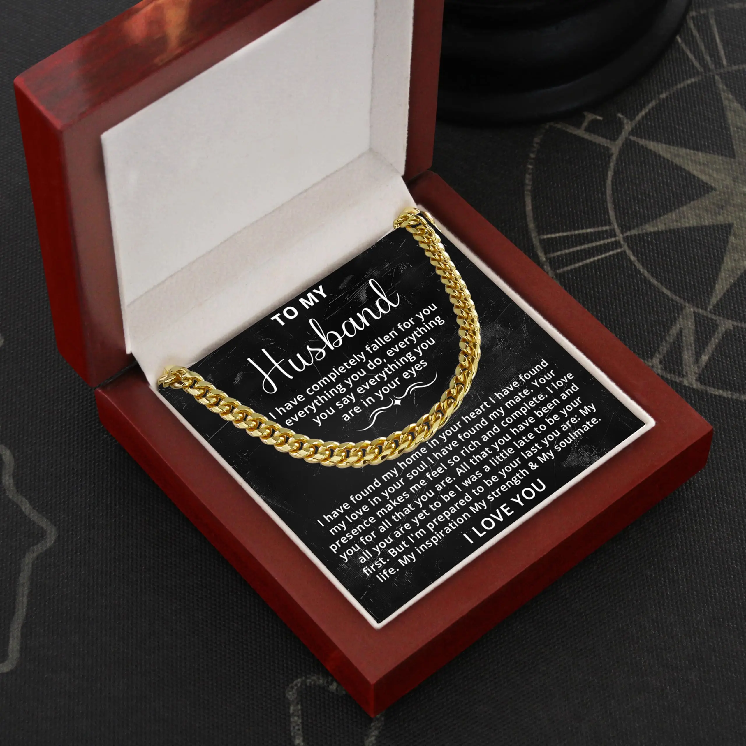 To My Man Cuban Chain Necklace Husband Necklace from Wife Stainless Steel Necklace for Boyfriend Mens Gifts for Men Birthday