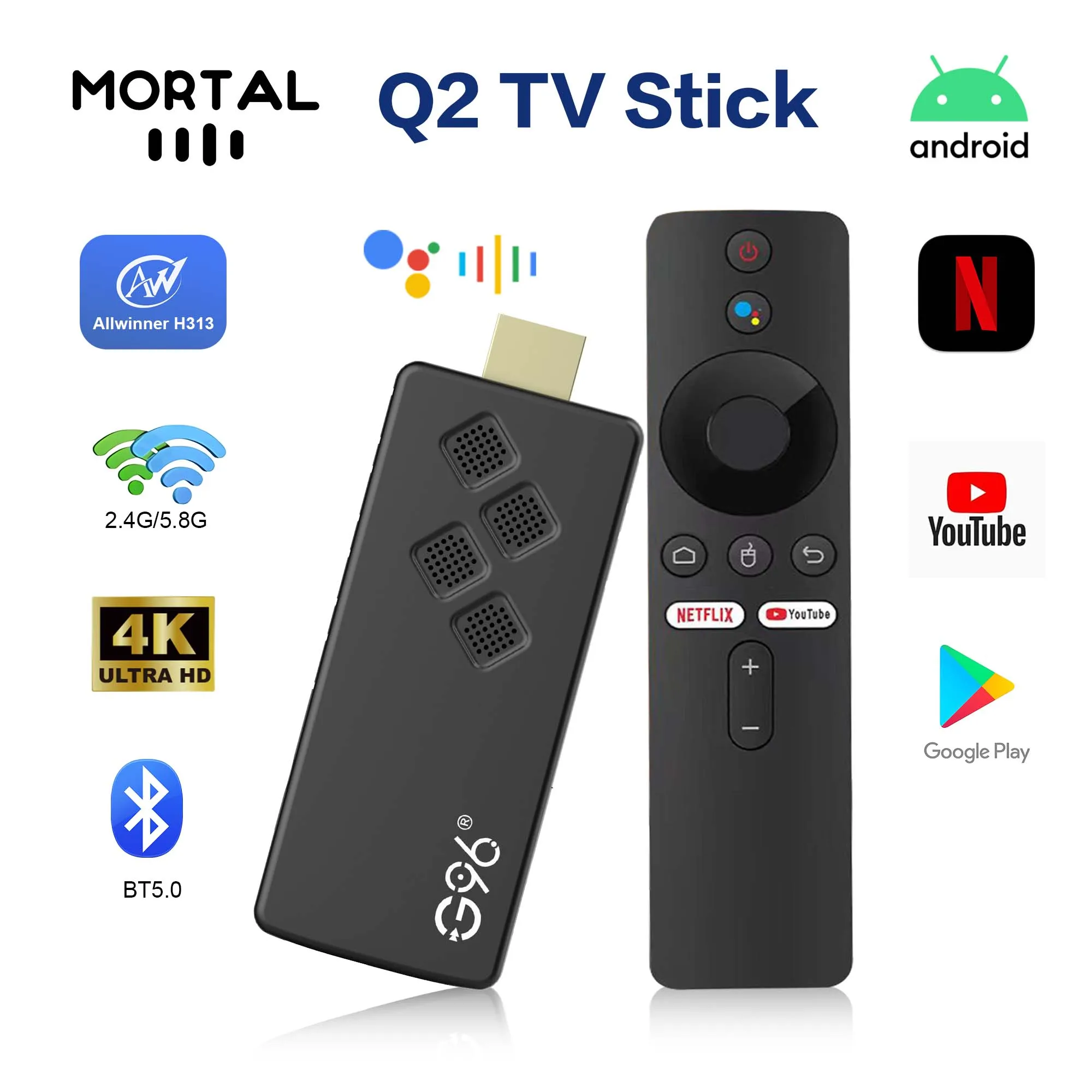 

Android 13 TV Box Q2 Allwinner H313 Upgraded Version Google Voice HD 2.4G/5.8G WiFi BT5.0 4K Quad Core Smart Home Media Player