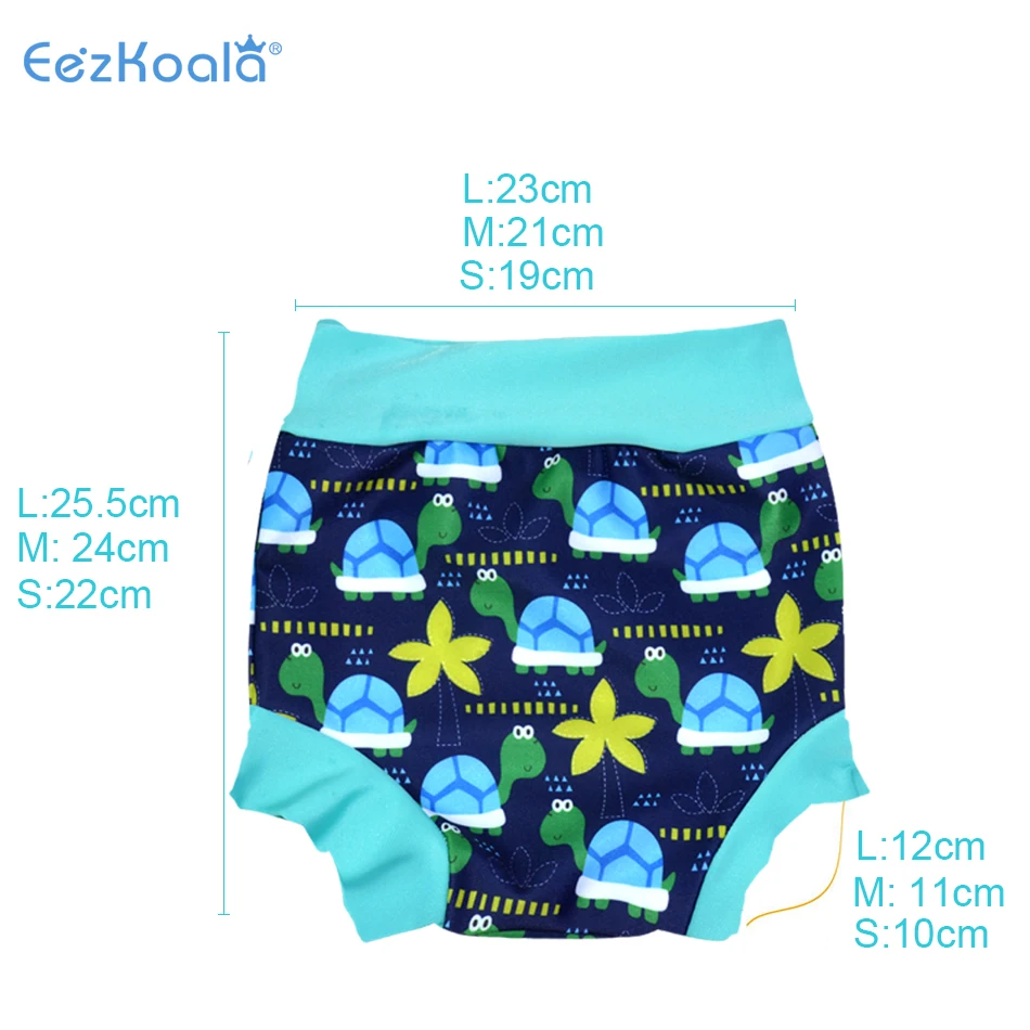 Eezkoala Newborn Baby Leakproof Swimming Diaper Baby Swimwear Boys Girls  Printed Cloth Diapers  High Waist Swimming Nappies