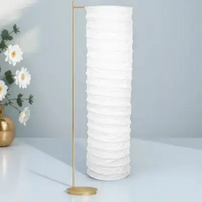 Pantalla de pie de estilo Simple, papel blanco, Metal, atmósfera cálida romántica, sin iluminación deslumbrante, decoración del hogar