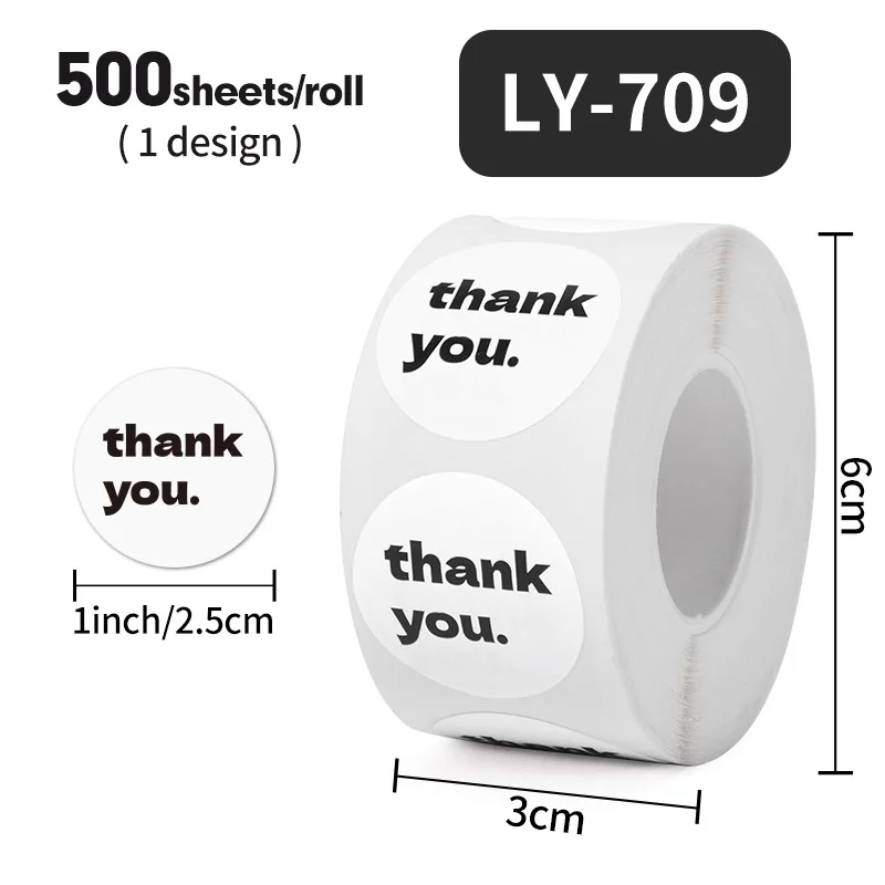 100-500Pcs Simple White Transparent Thank You Round Seal Sticker Gift Stickers for Homemade Packaging Decoration Label