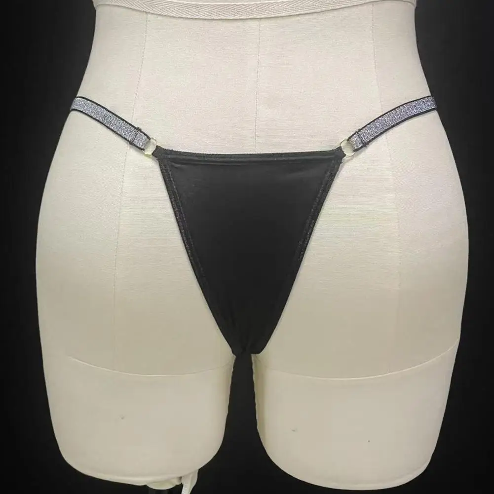 Low Rise Underwear Women’s Low Rise G-string Thong Breathable Stretch T-back Panties with Shiny Strap Heart Ring No for Ladies