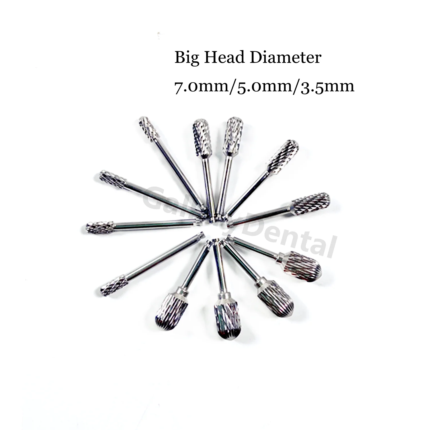 1-10pcs Dental Carbide Lab Burrs Tooth Drill Materials Dentistry 3 Types Optional 7.0mm  5.0mm  3.5mm