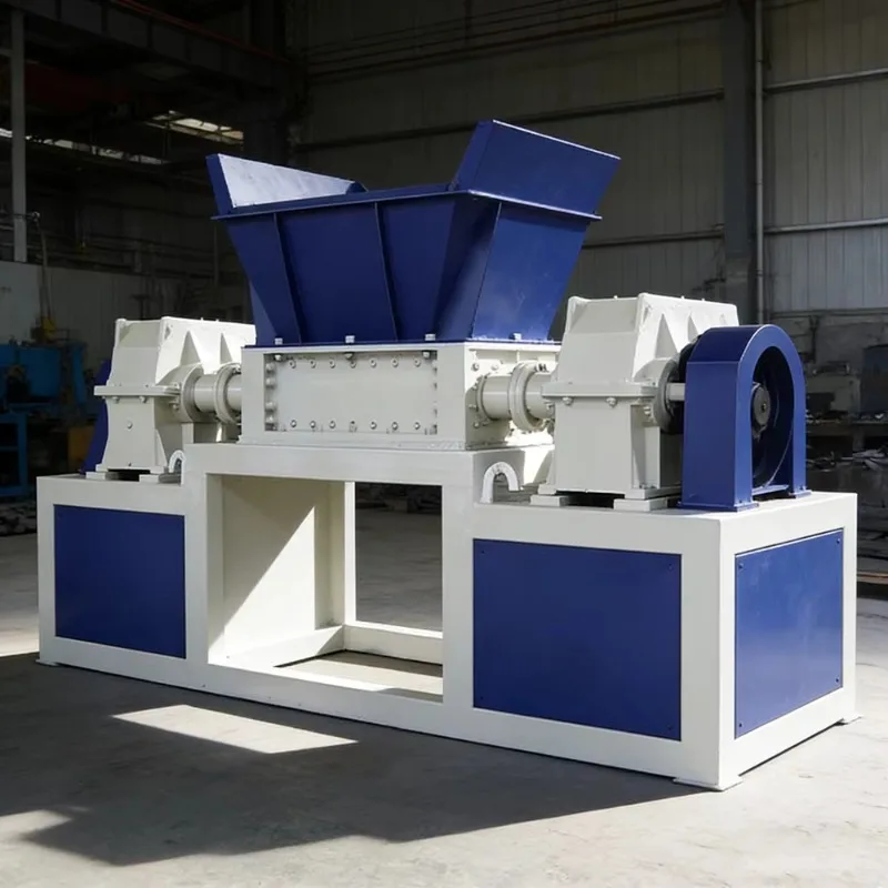 Heavy Duty Double Shaft Tire Shredder High Torque 22KW High Efficiency Shredding Equipment For Scrap Tire Rubber Industrial