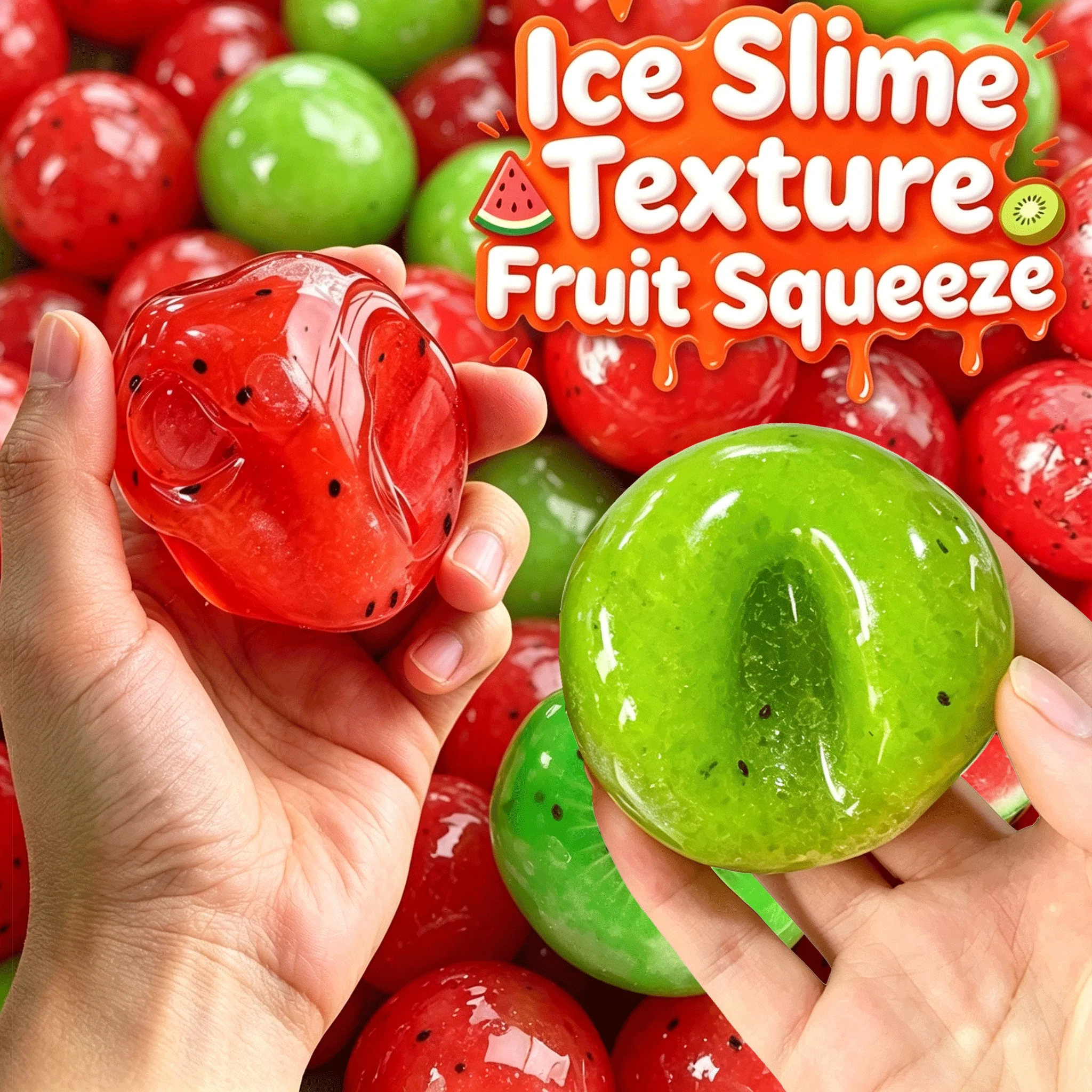 Crunchy Squishy Handmade Watermelon Slush Toy Soft Slow-Rebound Stress Relief Squeezy Toy Realistic Kiwi Fruit Model Adult Gifts