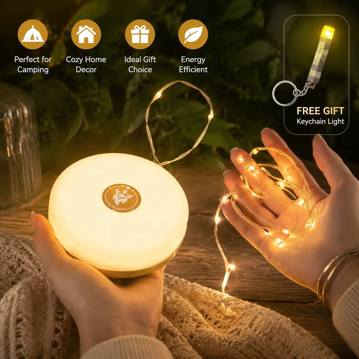 4-in-1 Camping Light LED Reel String Lights Outdoor USB Camping Lamp Recyclable LED Night Light For Garden Tent Room Decor