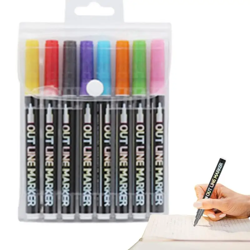 

Glitter Outline Markers Double Lines Outline Marker Set Glitter Gel Outline Pen For Doodling Scrapbooking Christmas DIY Crafts